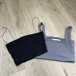 2 meshki square neck crop tanks